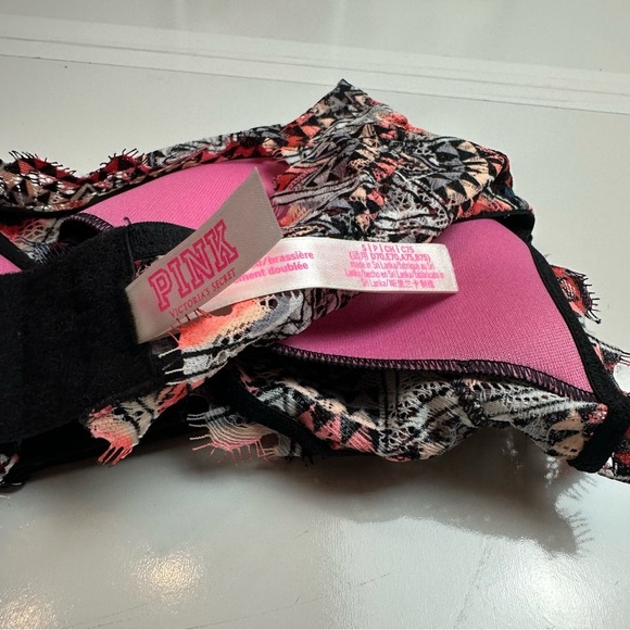 PINK Victoria's Secret Black and White Embellished Bustier Bralette halter - Picture 5 of 6